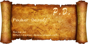 Peuker Dezső névjegykártya